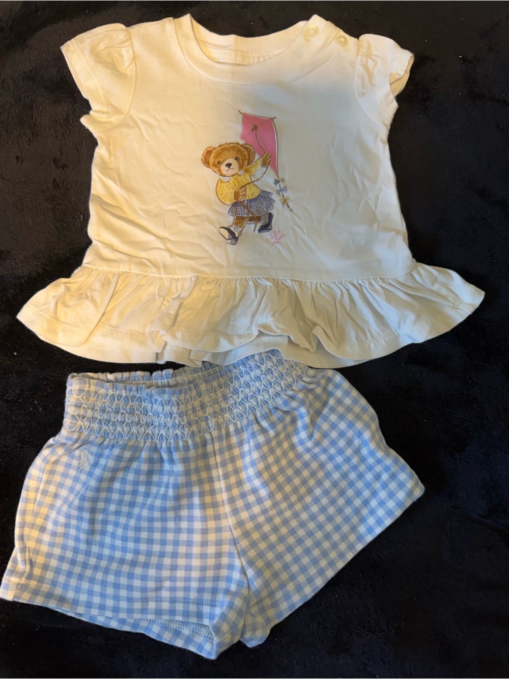 Polo by Ralph Lauren Light Blue Gingham Smocked Shorts